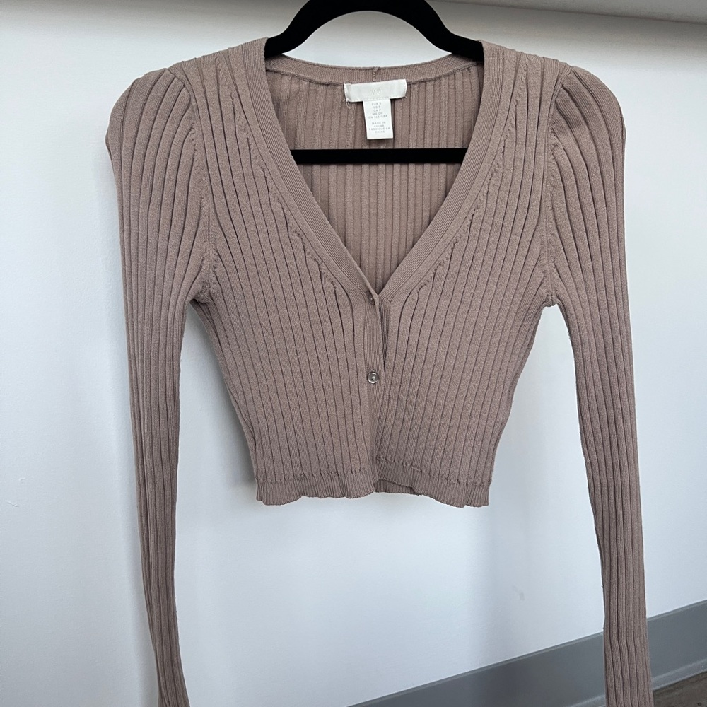 H&M Taupe Ribbed Knit Sweater
